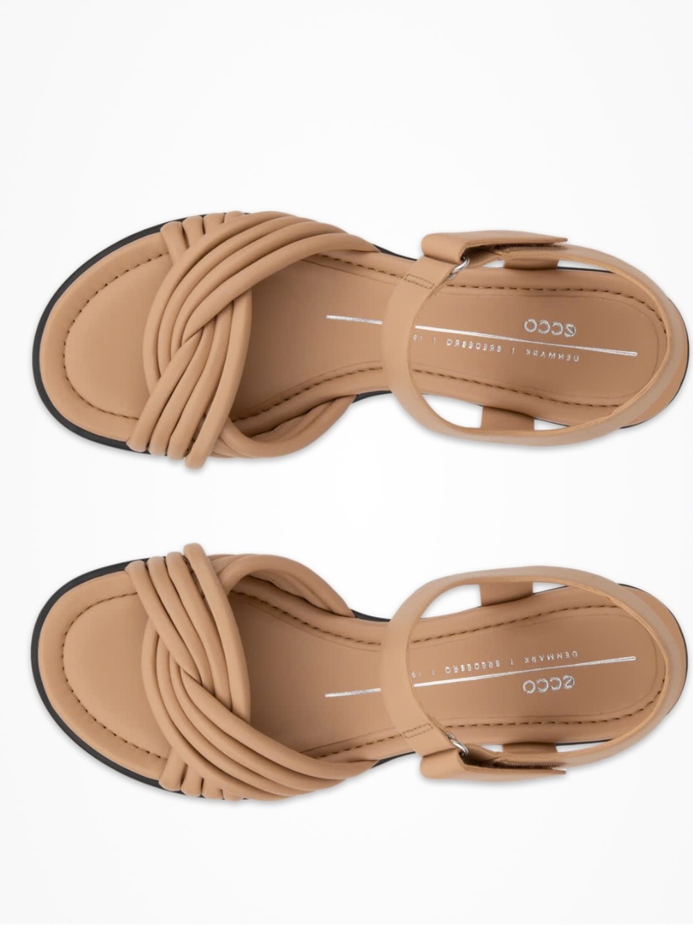 ECCO Women's Sculpted Biscuit Beige Braided-Strap Ankle Luxe Sandals